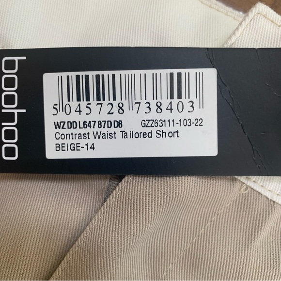 Boohoo Womens Contrast Waist Tailored Short | US 10, UK 14 | Beige NEW - Picture 10 of 14